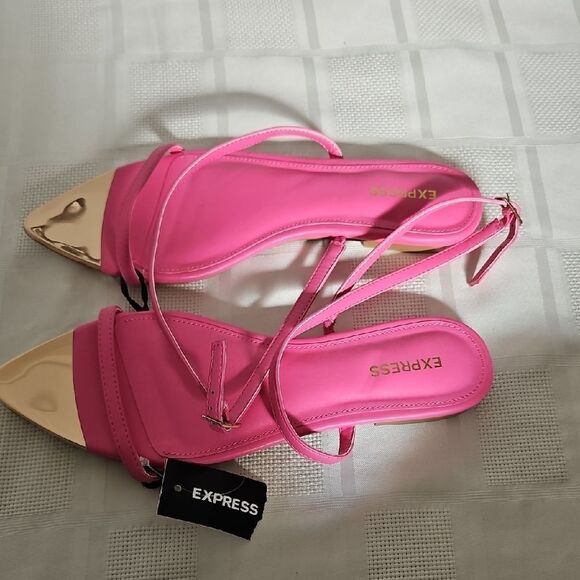Express Pink and Gold Women's Sandals - Picture 7 of 16